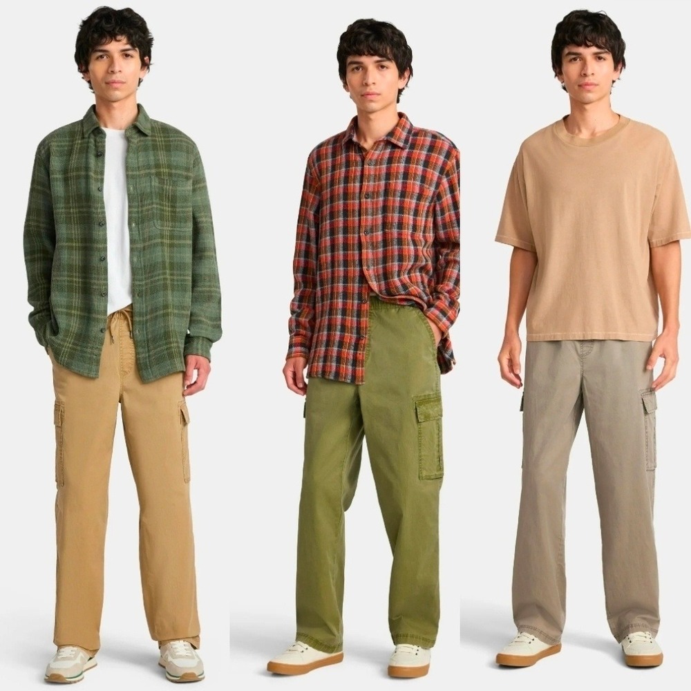 No Boundaries Mens Straight Cargo Pants 3 Pair M 32-34x31 Elastic Waist Utility